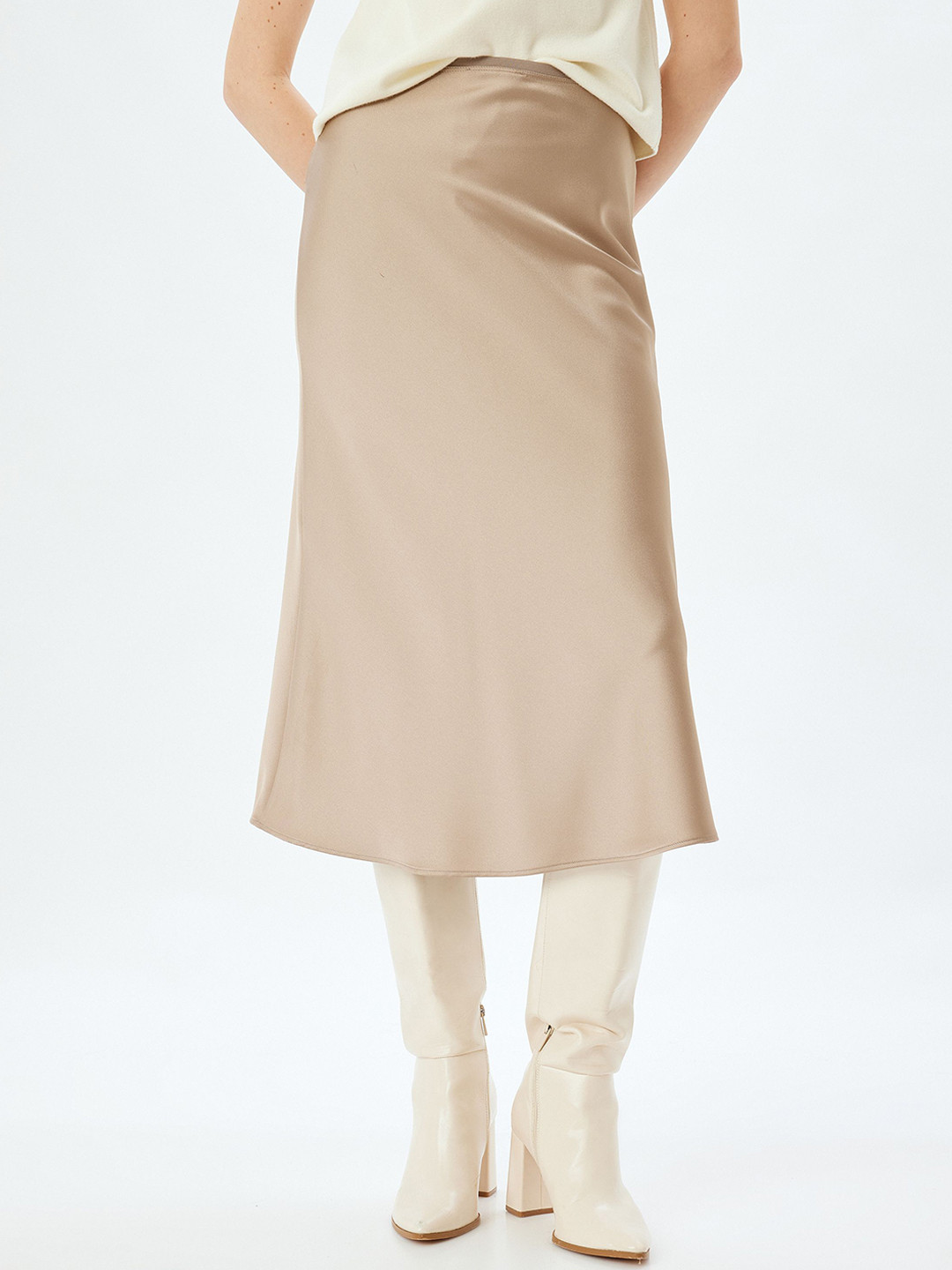 

Koton Women A-Line Midi Skirt, Beige