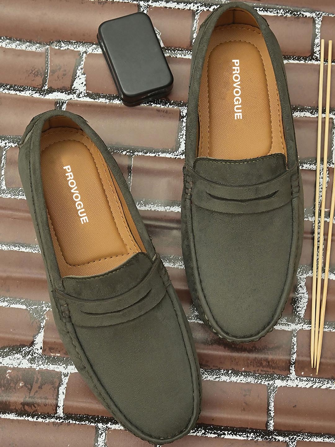 

Provogue Men Slip-On Loafers, Olive