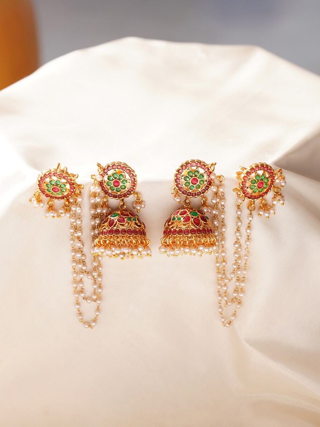 

JAYPORE Contemporary Jhumkas Earrings, Gold