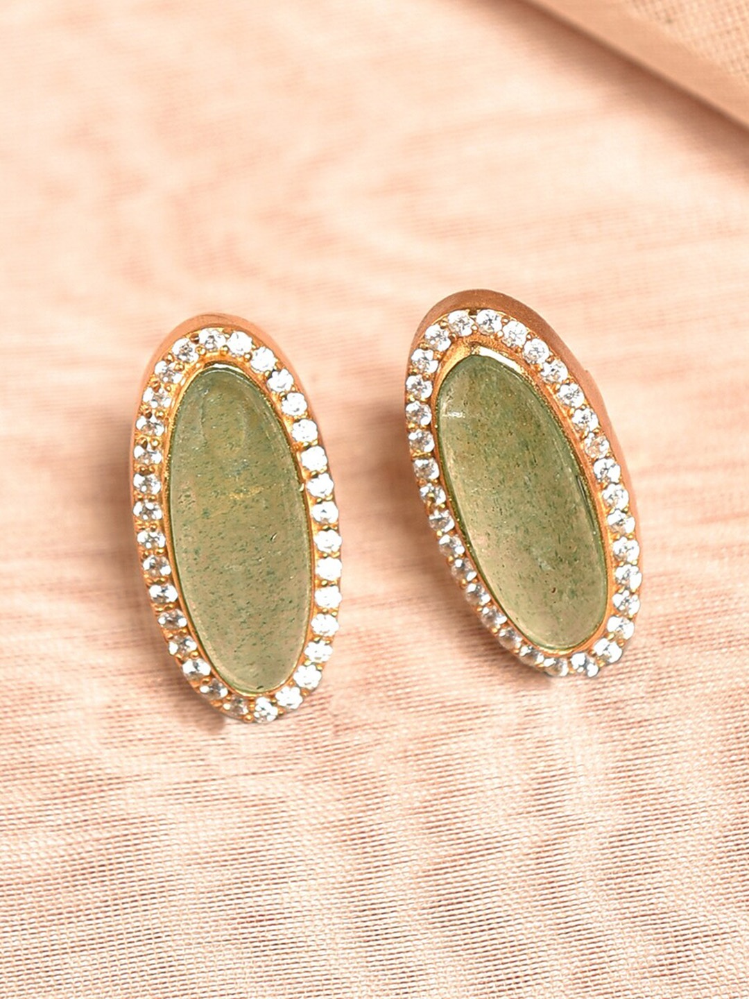 

JAYPORE Gold-Plated Silver Contemporary Kundan Studded Studs