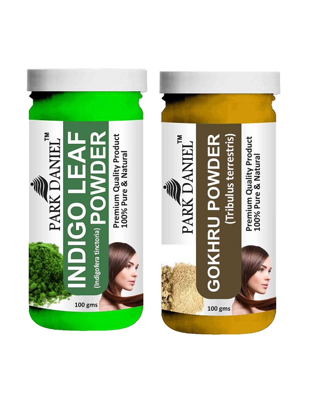 

Park Daniel Set Of 2 Indigo Leaf & Gokhru Powder - 100 g Each, Transparent