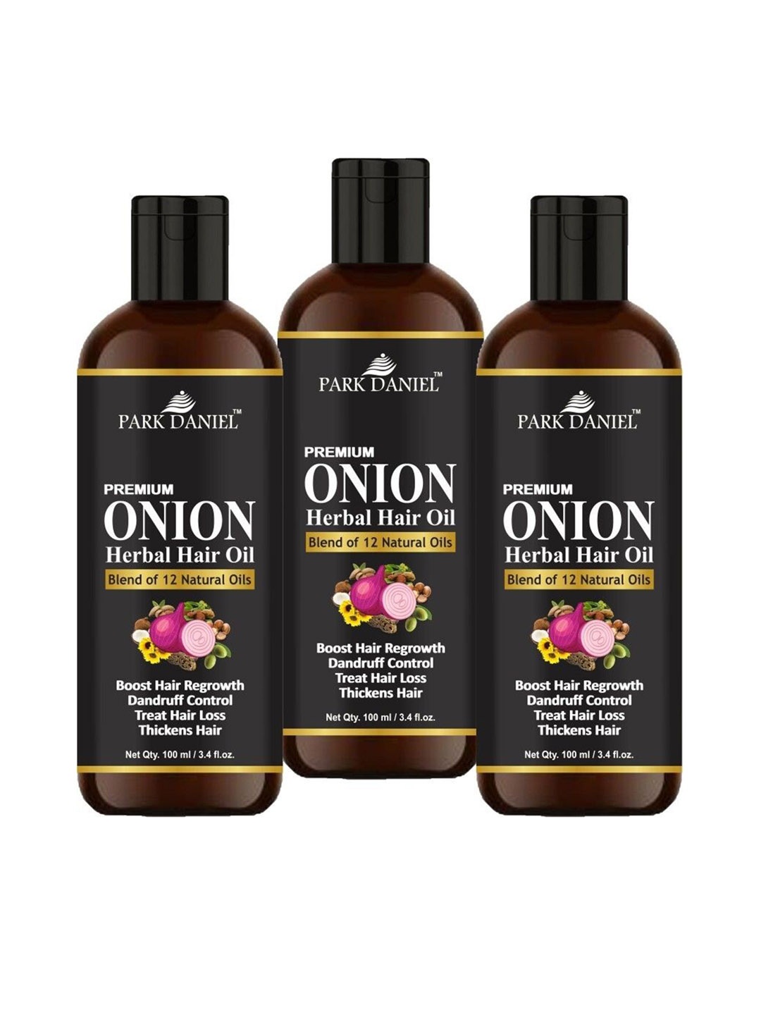 

Park Daniel Set Of 3 Premium Onion Herbal Hair Oil - 100 ml Each, Transparent