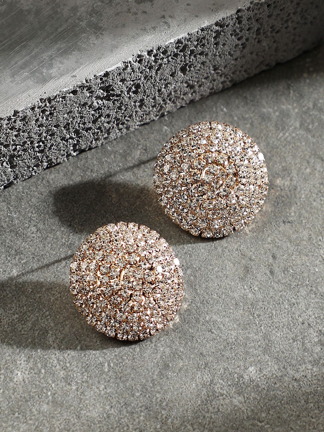 

SOHI Gold Plated Crystal Studded Circular Studs