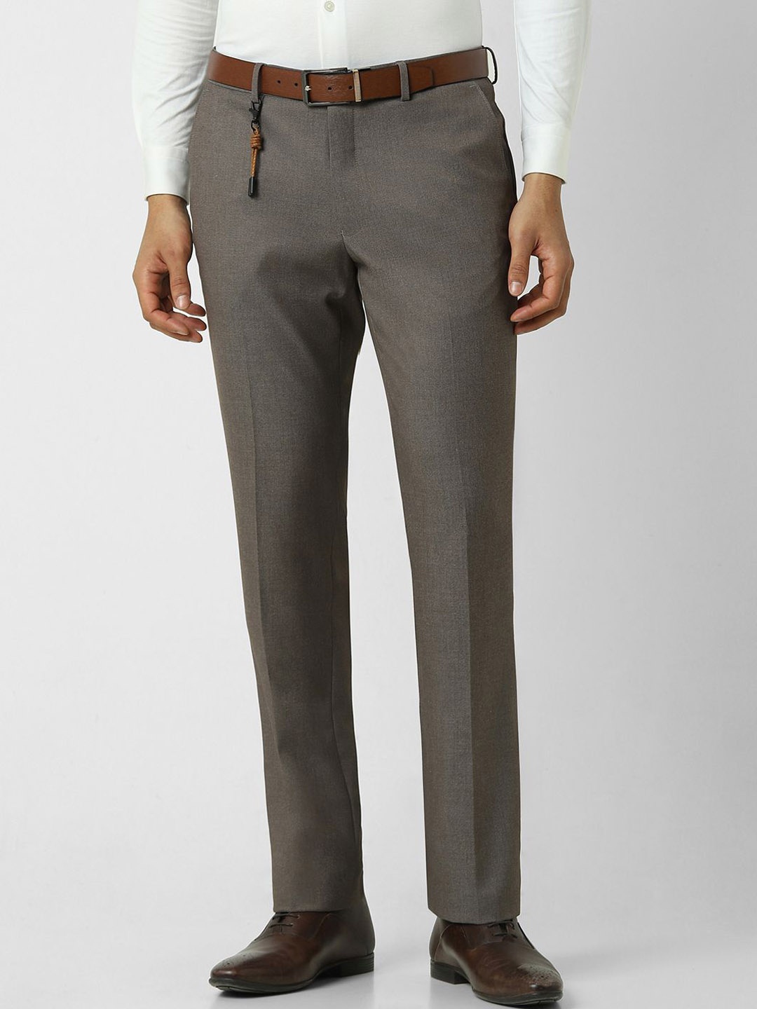 

V Dot Men Slim Fit Trousers, Grey