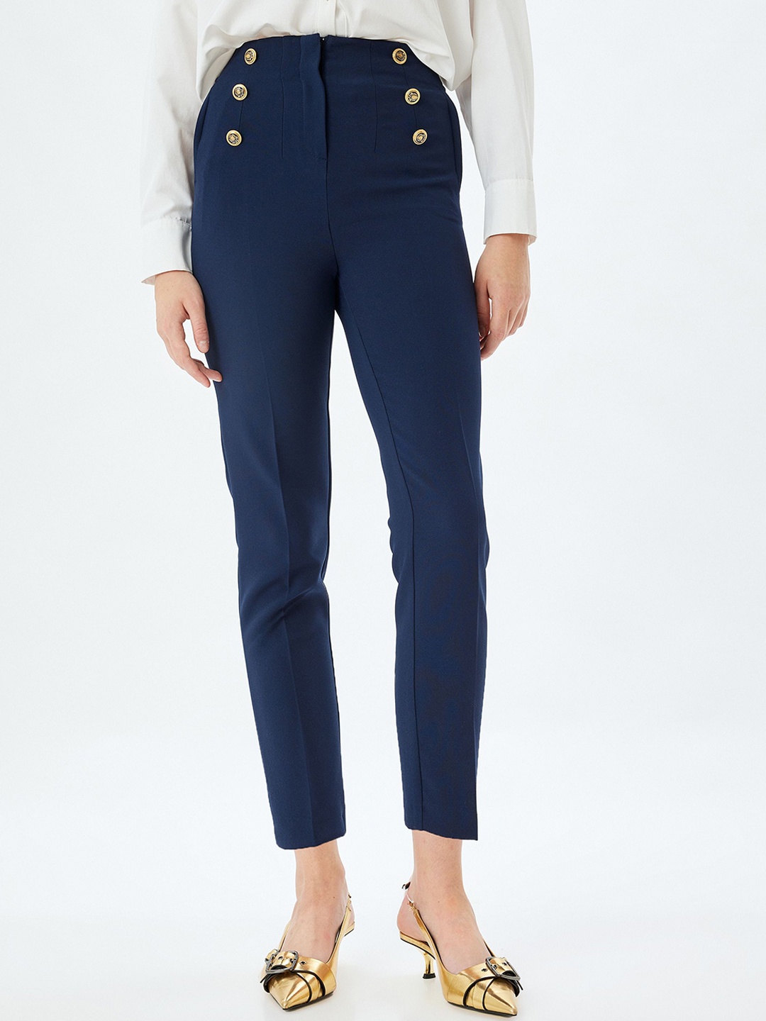 

Koton Women High-Rise Trousers, Yellow