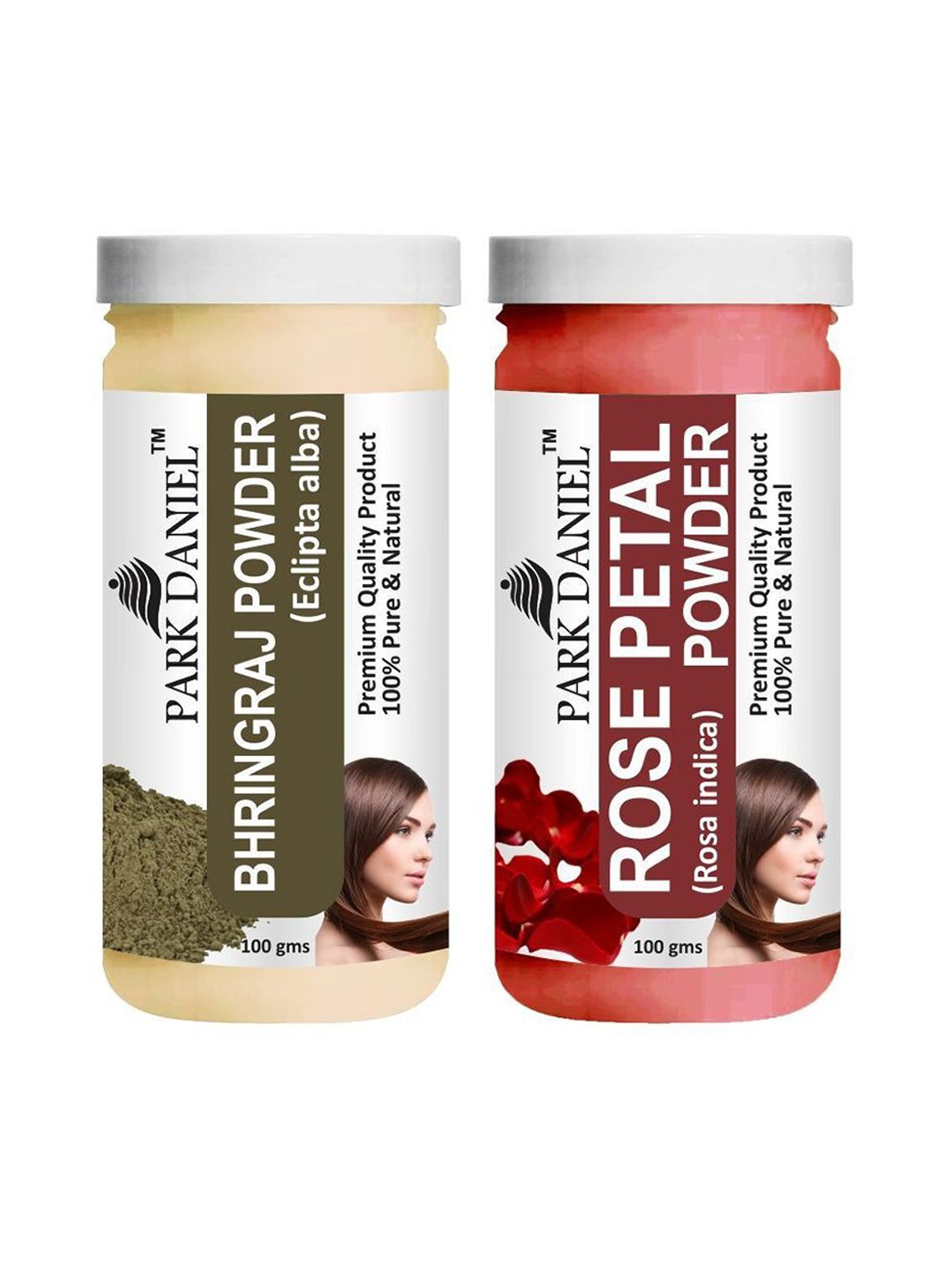 

Park Daniel Set Of 2 Pure Rose Petal & Bhringraj Powder Combo - 100 g Each, Transparent