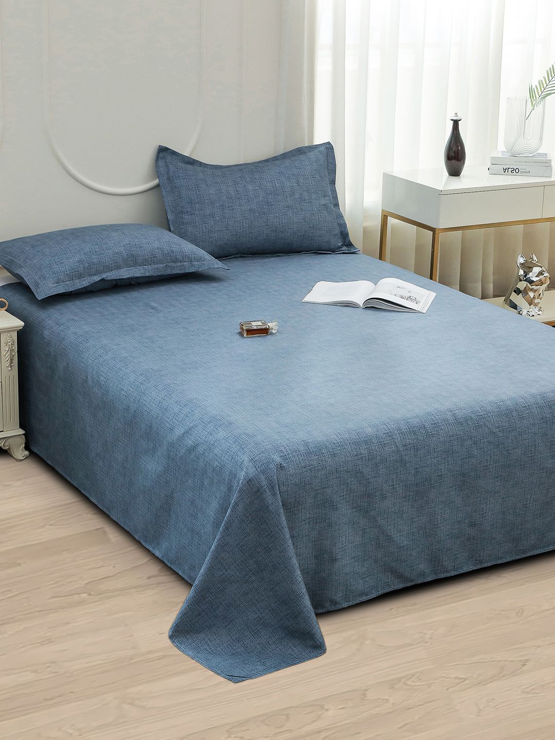 

Story@home Blue Abstract Printed 240 TC Satin Finish Queen Bedsheet Set