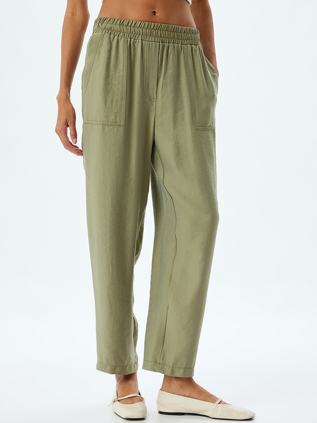 

Koton Women High-Rise Trousers, Red
