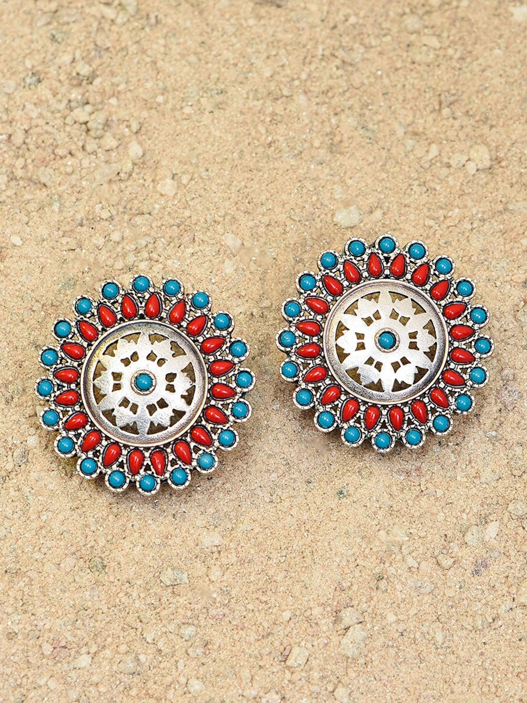 

JAYPORE Silver Plated Oxidised Contemporary Studs