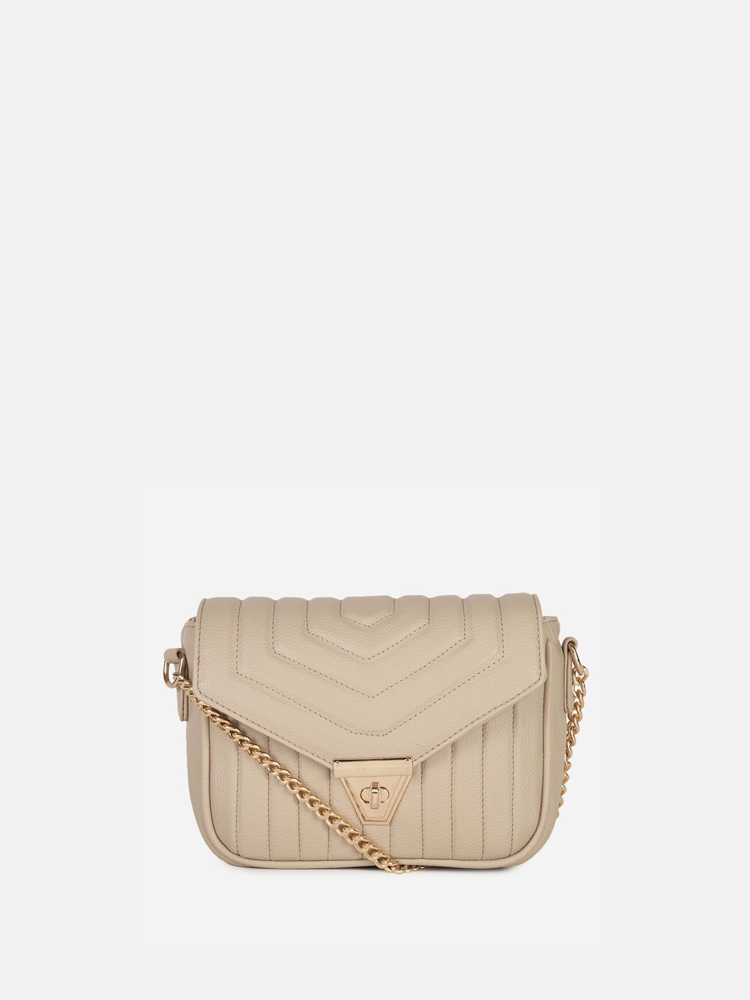 

Carlton London Women Textured Structured Leather Sling Bag, Beige