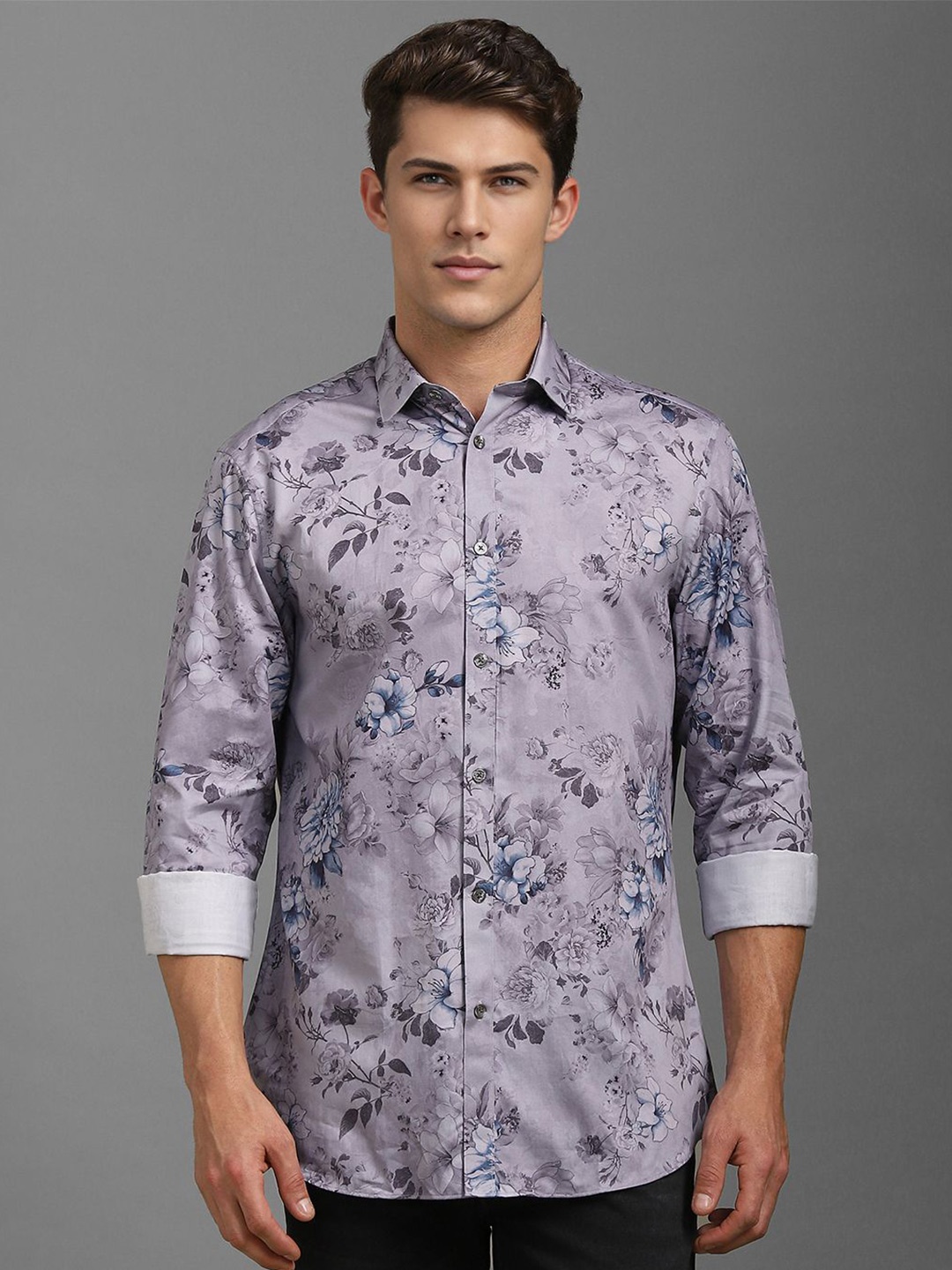 

Louis Philippe Sport Men Classic Floral Opaque Printed Casual Shirt, Purple