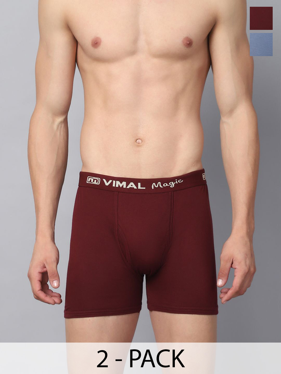 

VIMAL JONNEY Men Pack Of 2 Cotton Assorted Trunks-MAGIC__RED__E__02