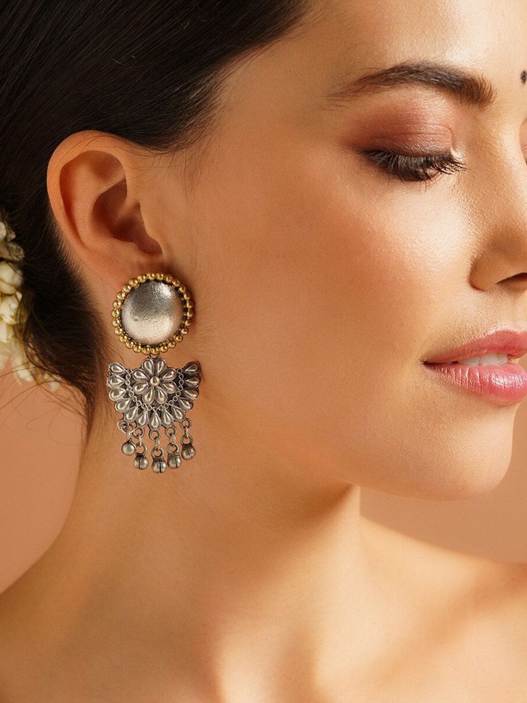 

JAYPORE Silver-Plated Drop Earrings