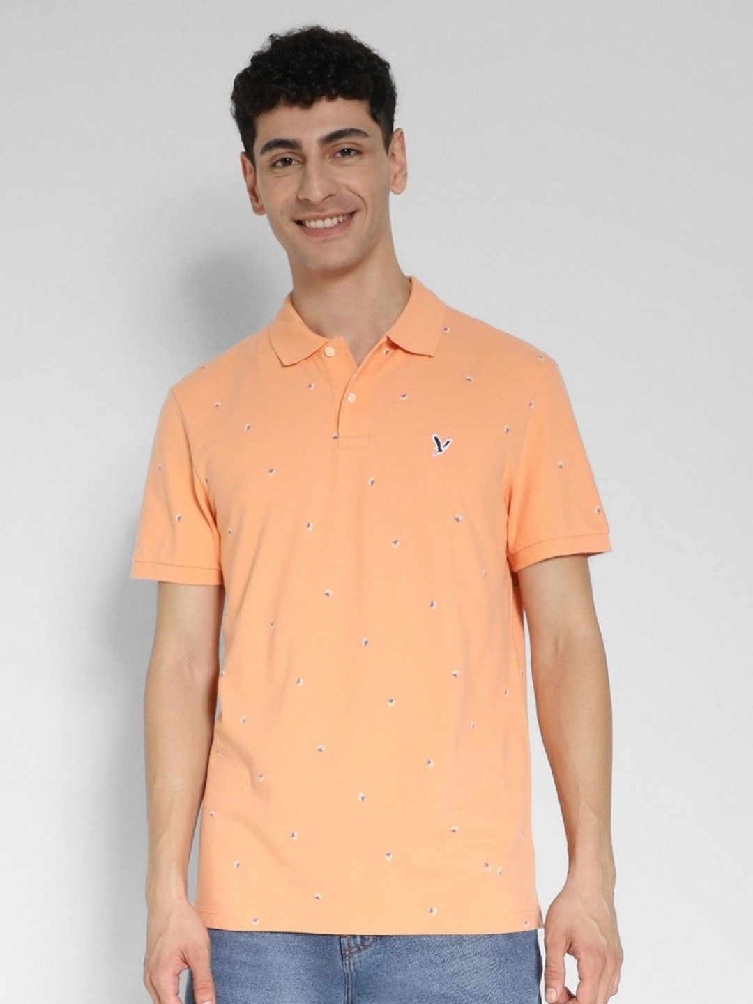 

AMERICAN EAGLE OUTFITTERS Men Conversational Printed Polo Collar Cotton T-shirt, Orange