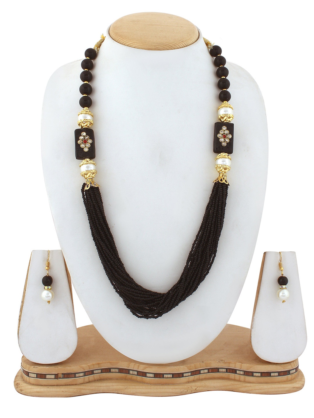 

ahoora Gold Plated Beaded Necklace & Earrings