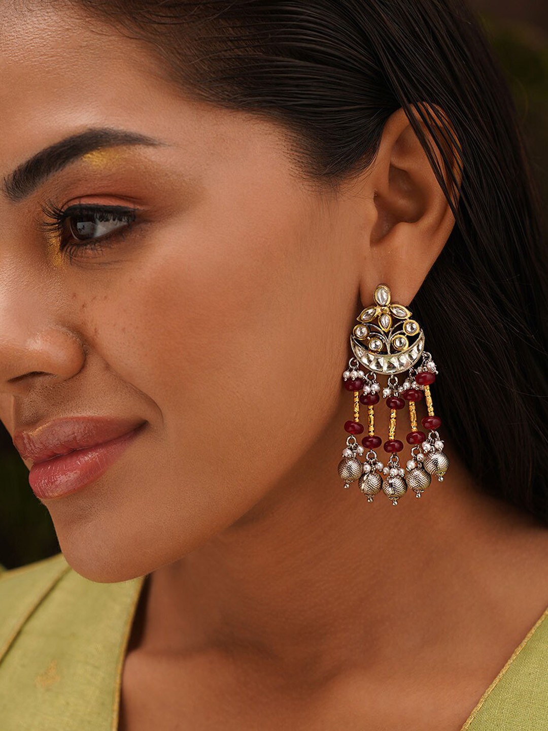 

JAYPORE Contemporary Stone Drop Earrings, Silver