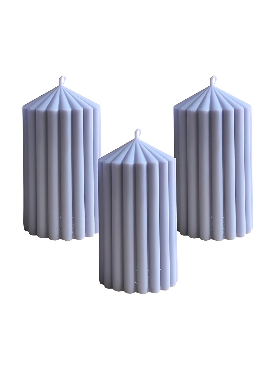 

atorakushon Purple 3 pieces Scented Ribbed Pillar Candles