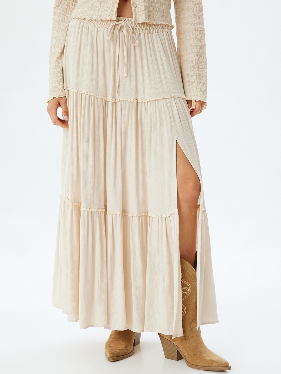 

Koton Women Tiered Maxi Skirt, Beige