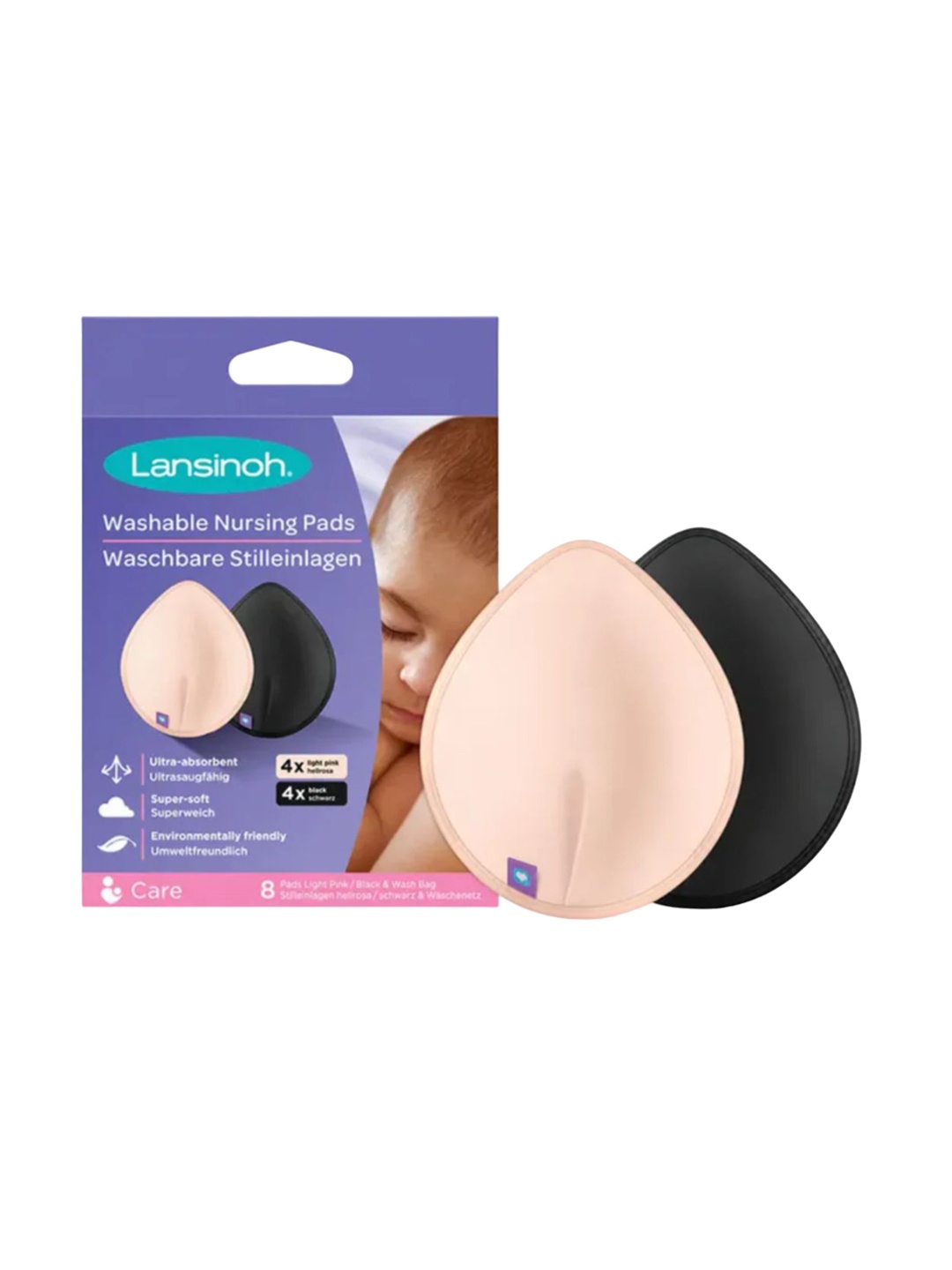 

Lansinoh Set Of 8 Black & Pink Washable Nursing Pads