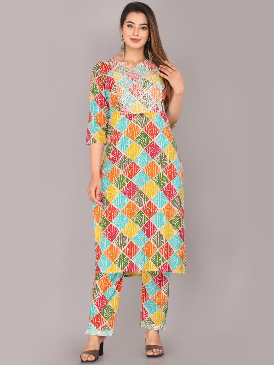 

Mehsoos Bandhani Printed Sequinned Pure Cotton Kurta with Trousers, Red