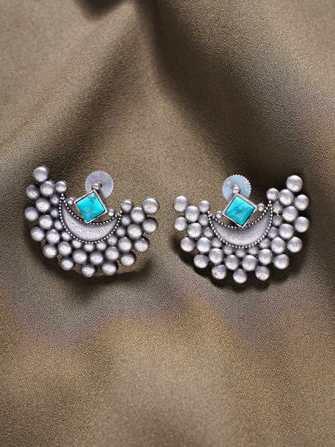 

JAYPORE Contemporary Beaded Studs Earrings, Silver