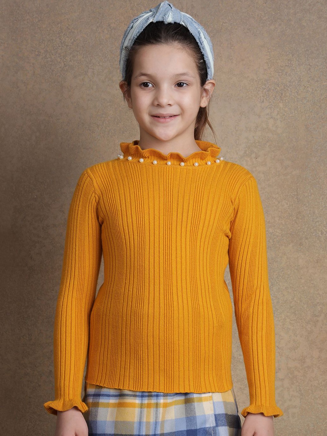 

One Friday Girls Striped Pullover, Mustard