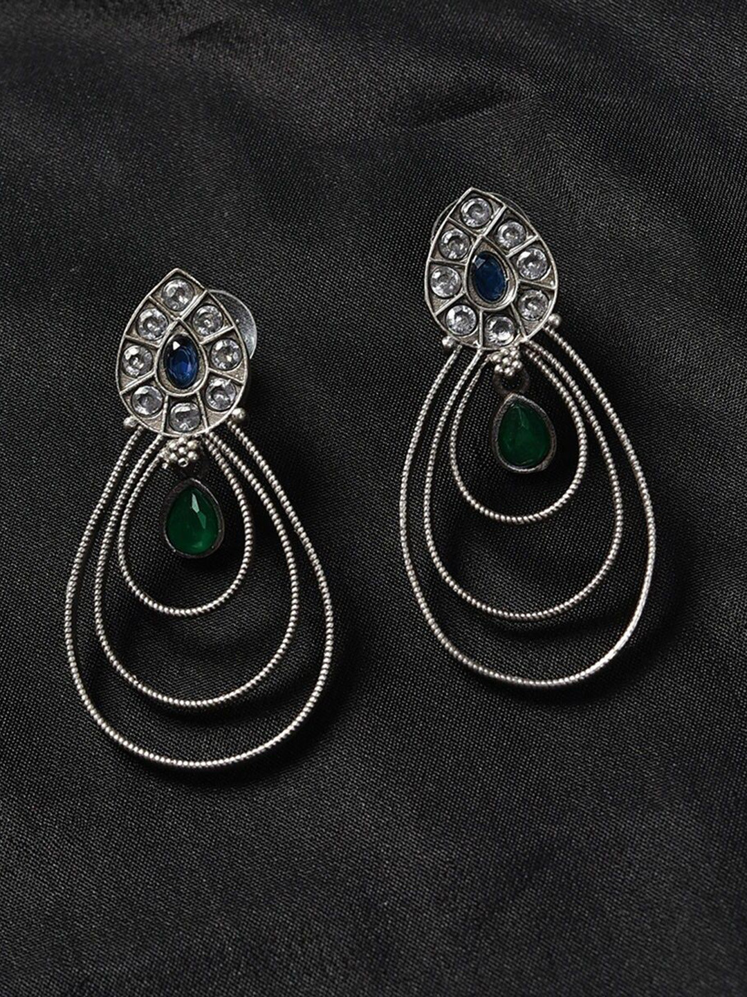 

JAYPORE Contemporary Beaded Drop Earrings, Silver