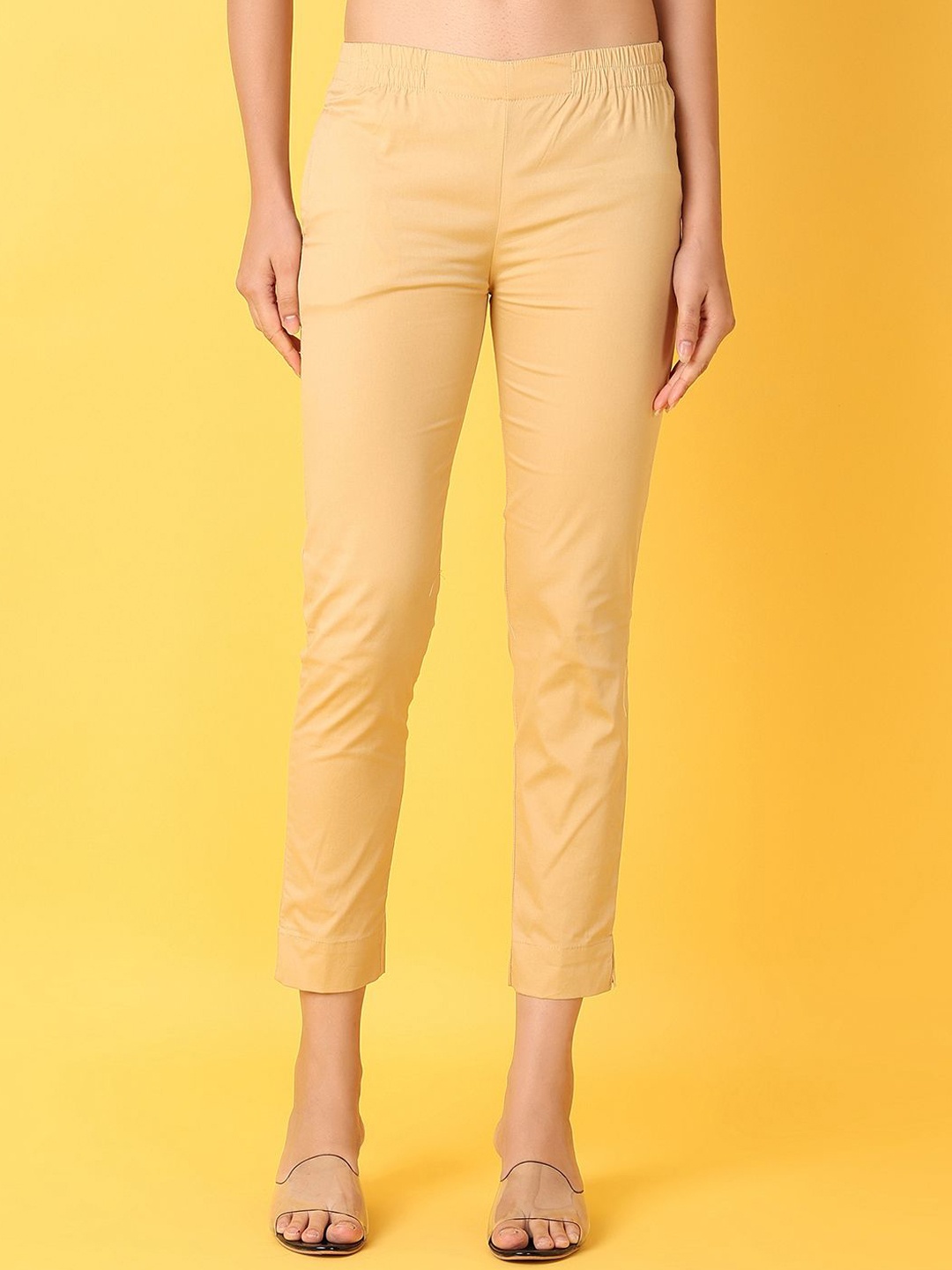 

V-Mart Women Solid Slip-On Trousers, Beige
