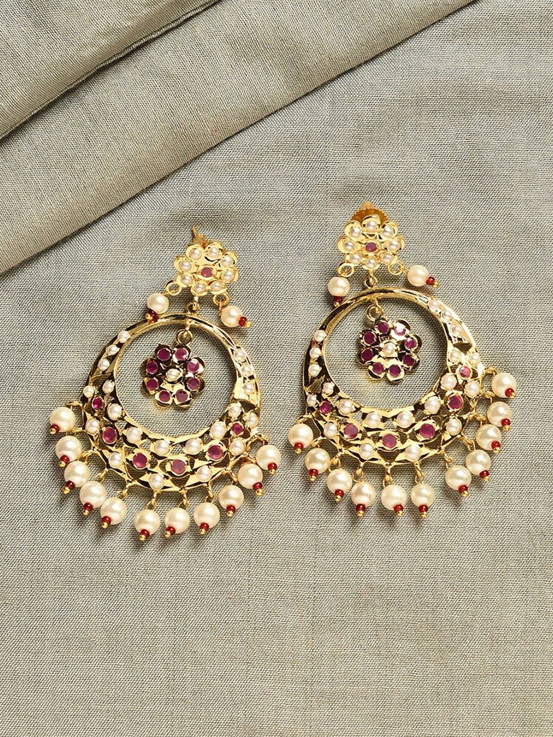 

JAYPORE Contemporary Jhumkas Earrings, Gold