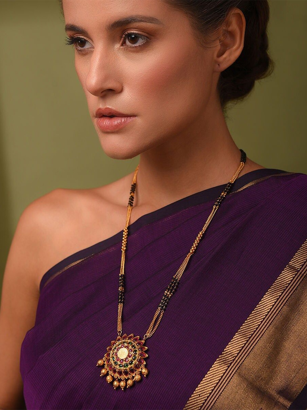 

JAYPORE Artificial Stones Studded Necklace, Gold