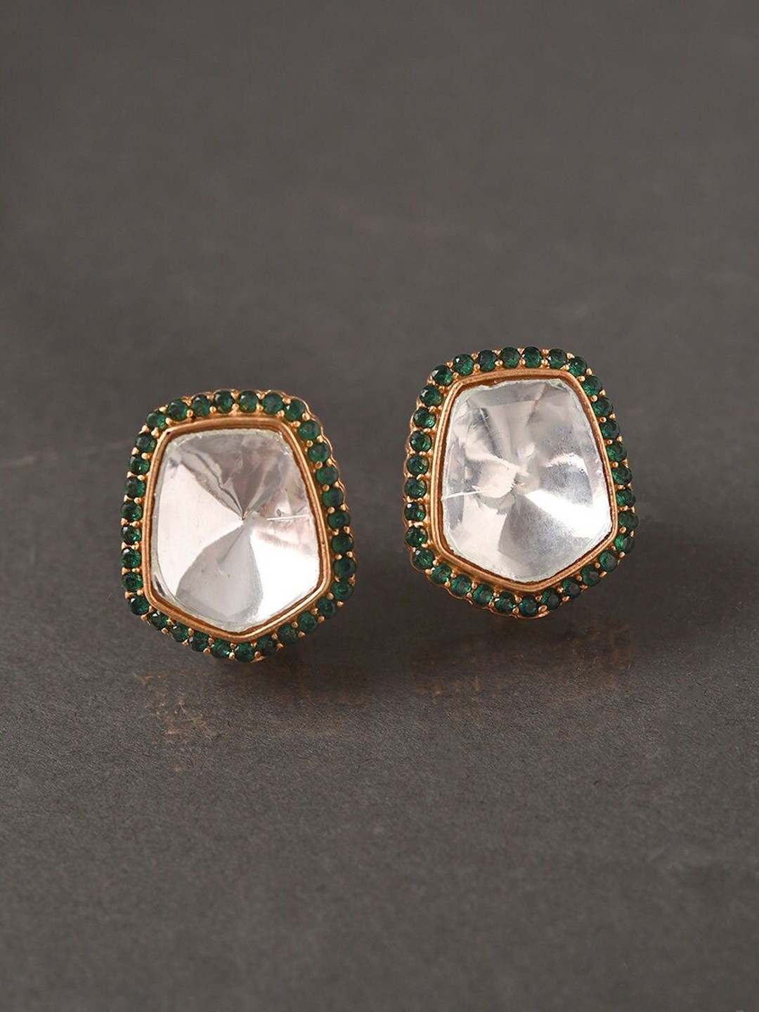 

JAYPORE Contemporary Stone Stud Earrings, Silver