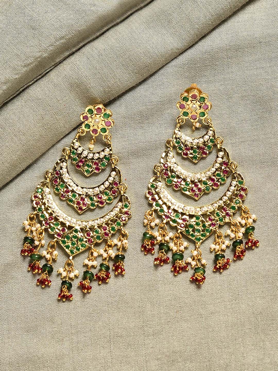 

JAYPORE Contemporary Chandbalis Earrings, Gold