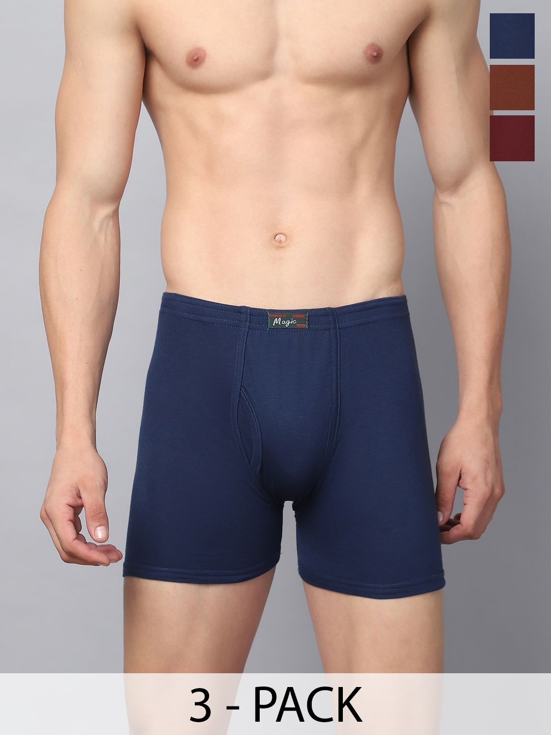 

VIMAL JONNEY Men Pack Of 3 Assorted Cotton Breathability TrunksMAGIC__BLUE__G__03