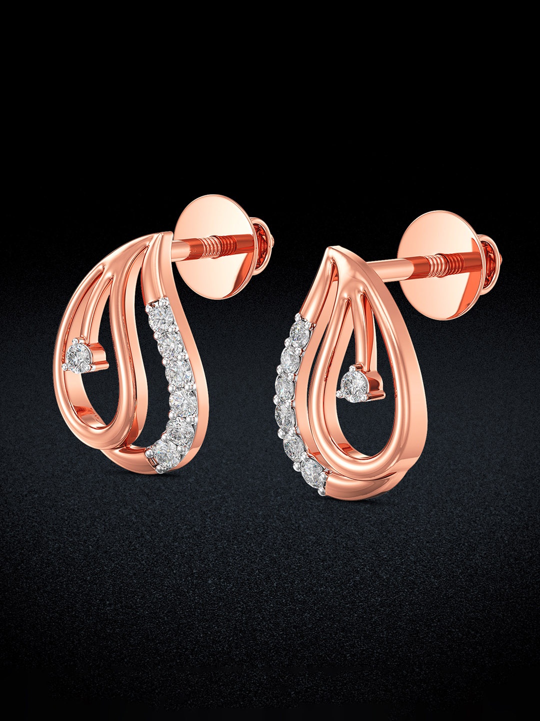 

Joyalukkas Women 18KT Gold Earrings Diamond, Rose gold