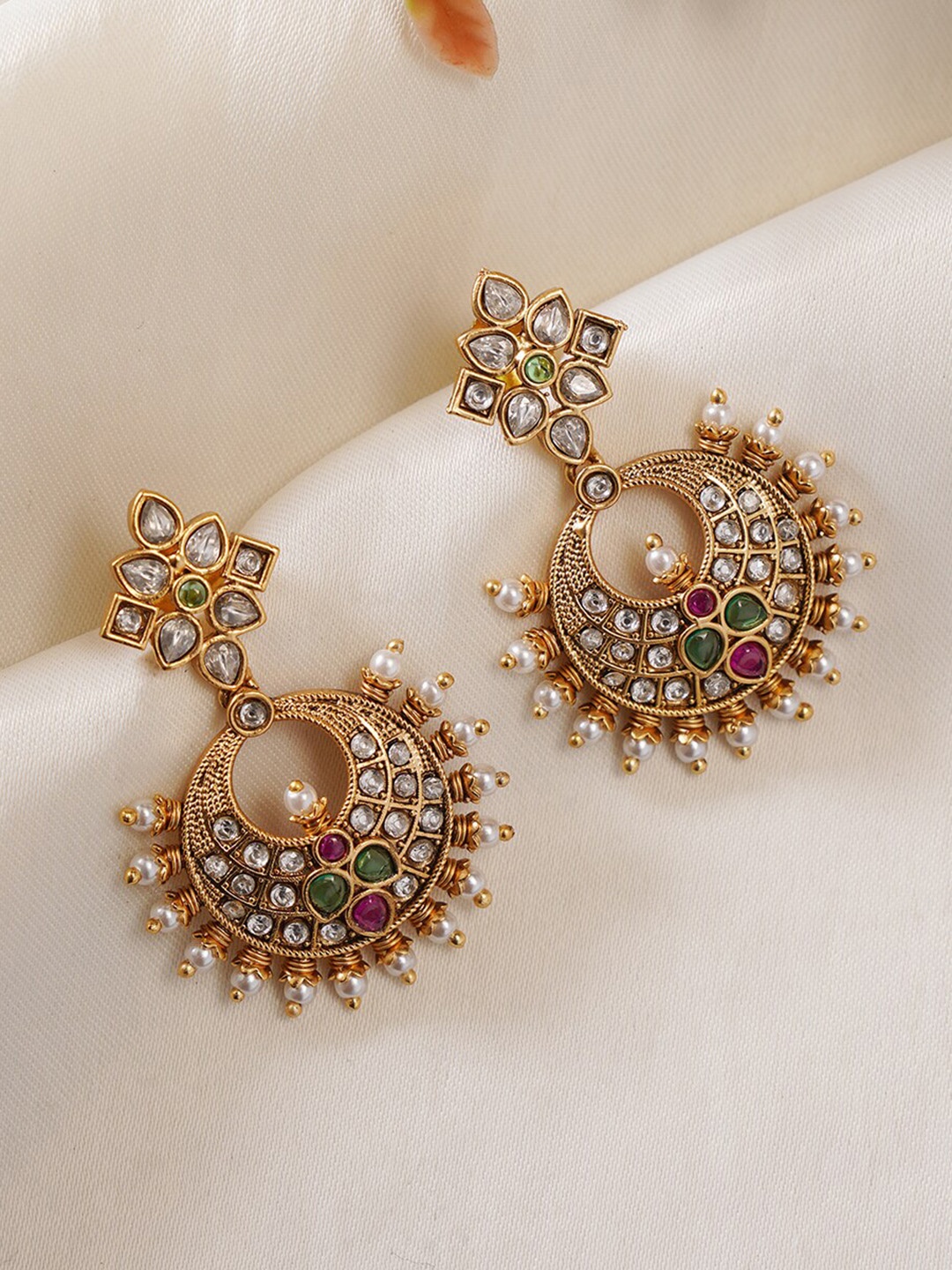 

JAYPORE Contemporary Jhumkas Earrings, Gold