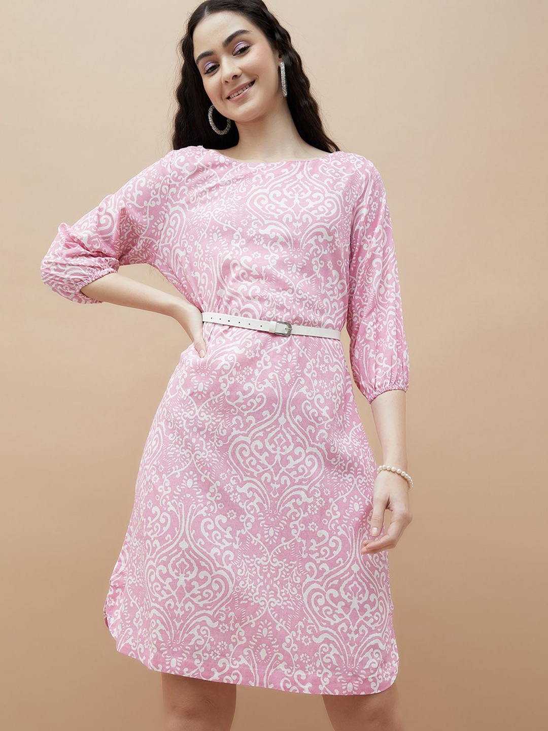 

Colour Me by Melange Print A-Line Dress, Pink