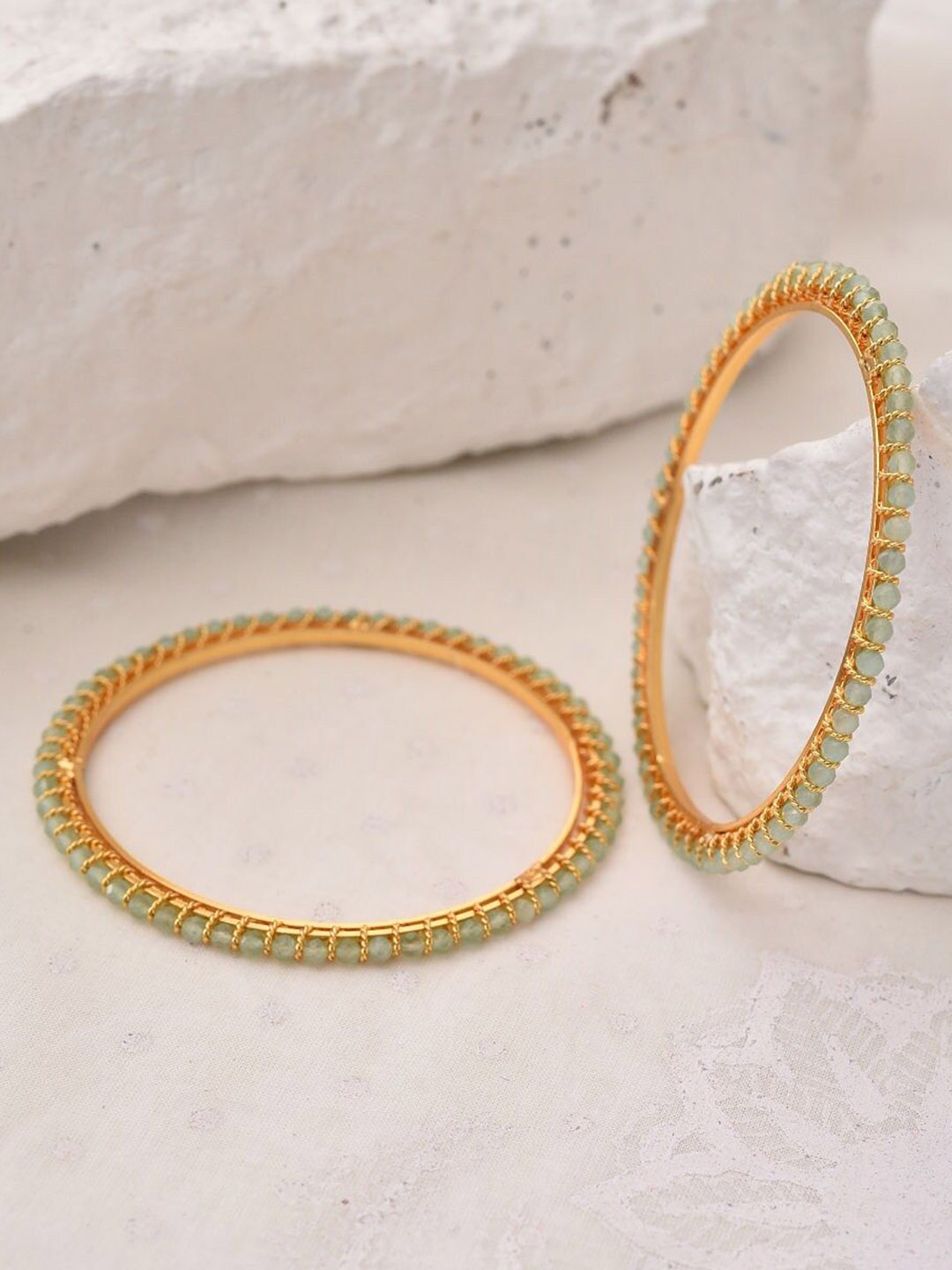 

JAYPORE Set of 2 Stone Studded Bangles, Gold