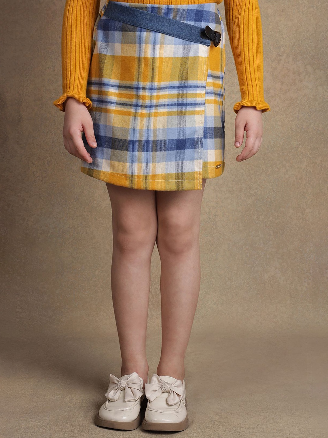 

One Friday Checked Mini Skirts, Yellow