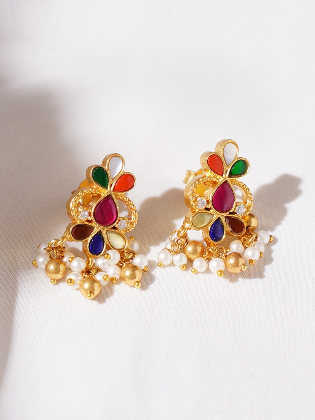 

JAYPORE Gold-Plated Contemporary Drop Earrings