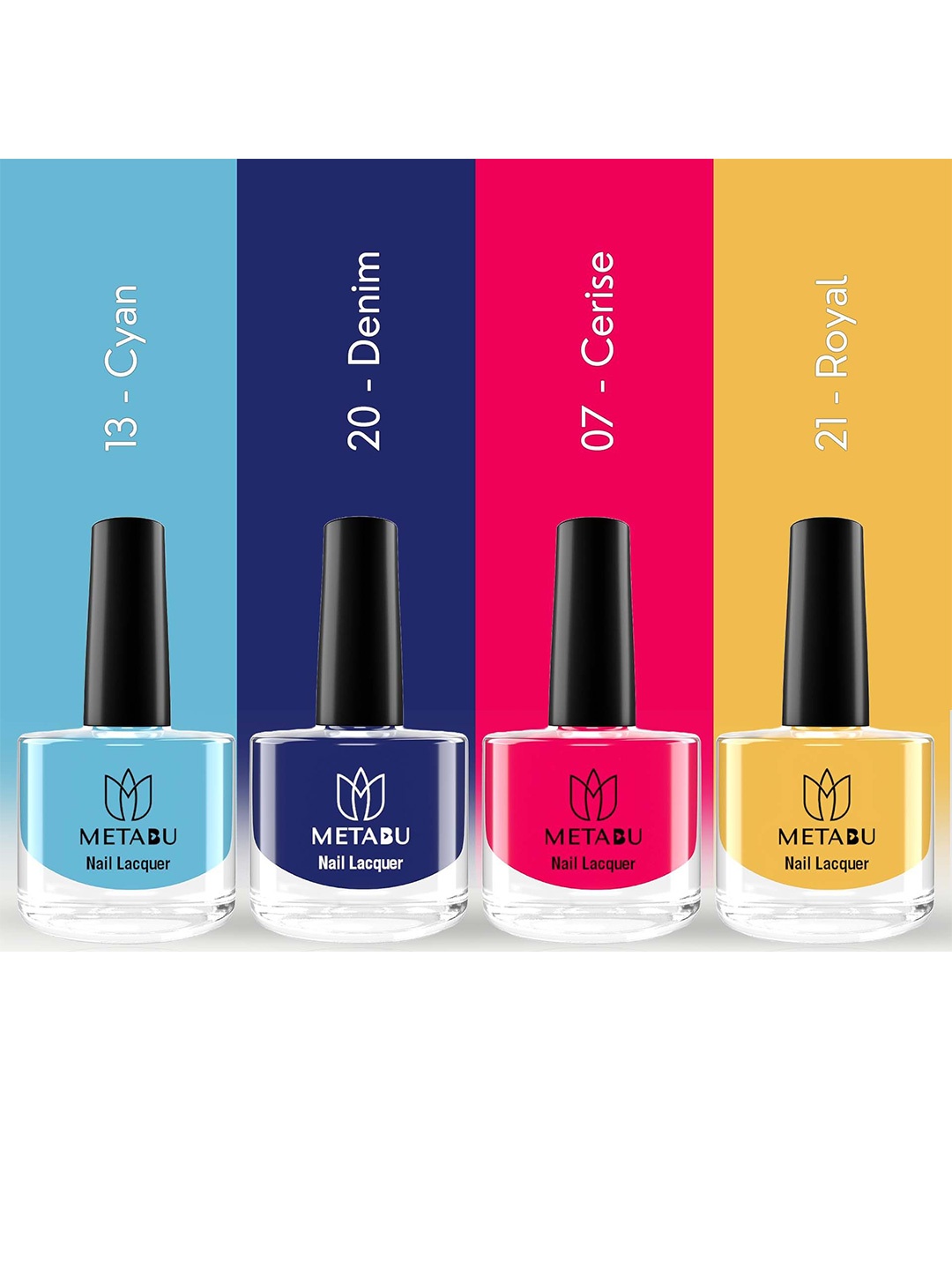 

METABU Set Of 4 Nail Lacquer - 8 ml Each-Cyan 13-Denim 20-Cerise 07-Royal 21, Pink