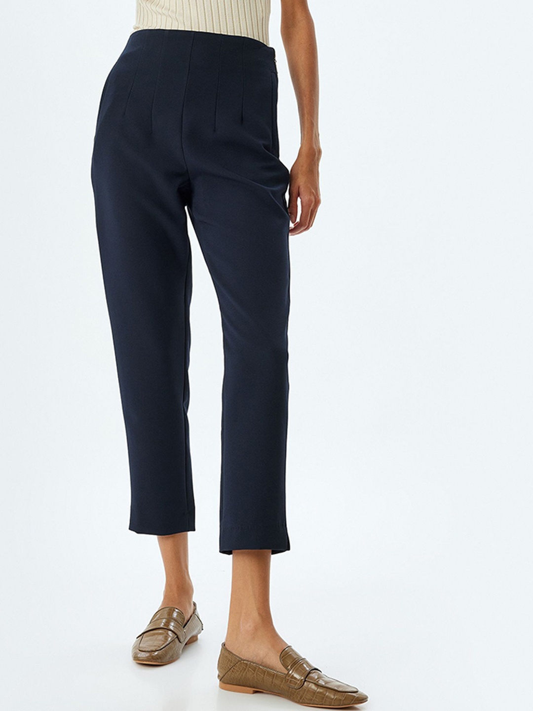 

Koton Women Slim Fit High-Rise Trousers, Yellow