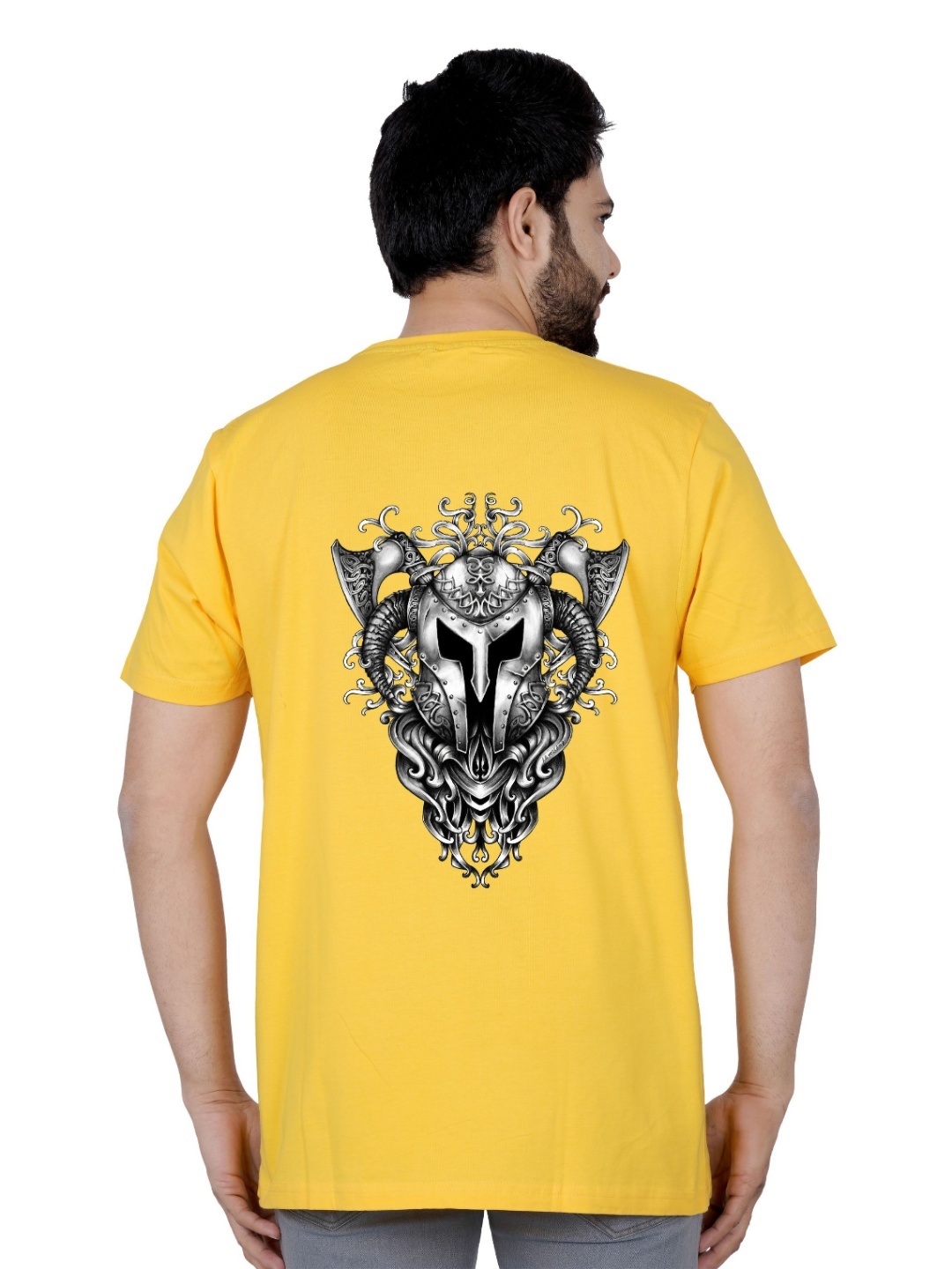 

LA MILANO Men Graphic Printed Round Neck Pure Cotton Slim Fit T-shirt, Yellow