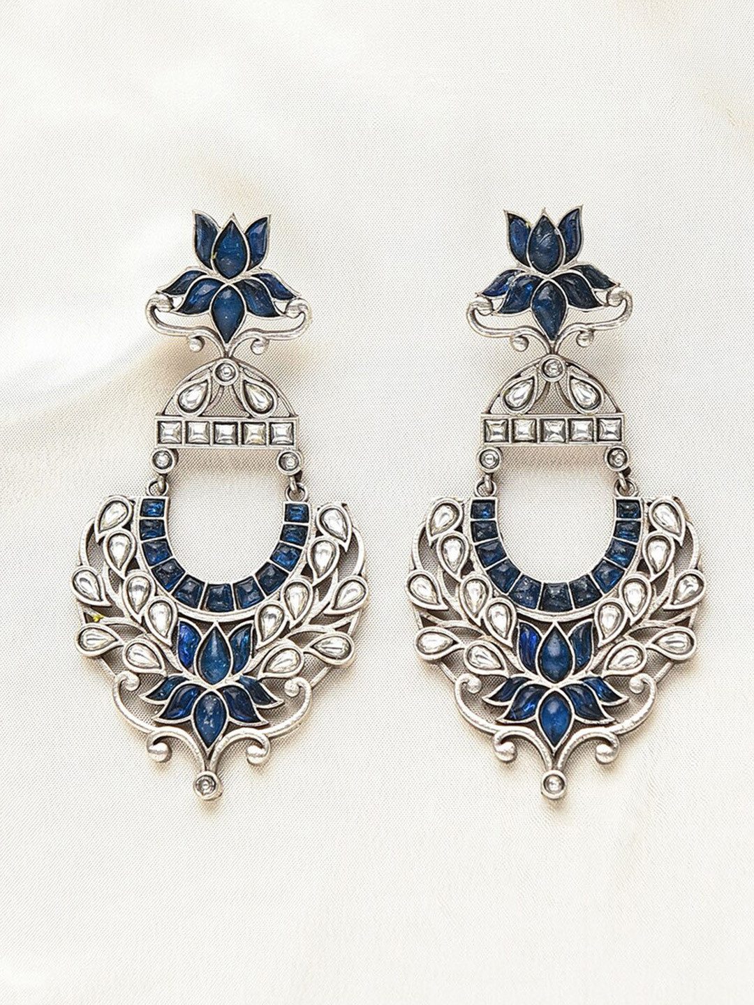 

JAYPORE Silver-Plated Contemporary Drop Earrings