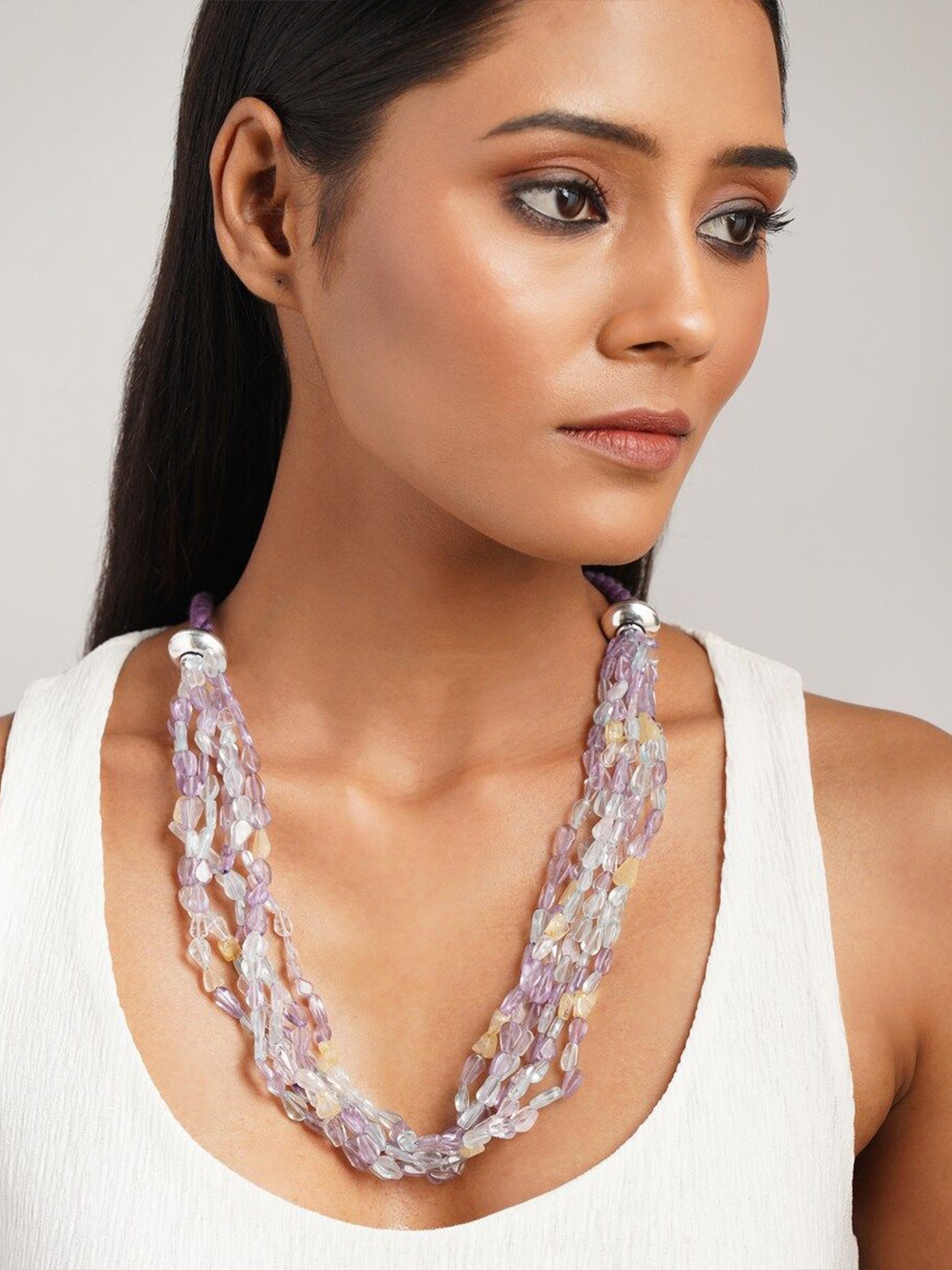 

JAYPORE Brass Minimal Beaded Chain, Violet