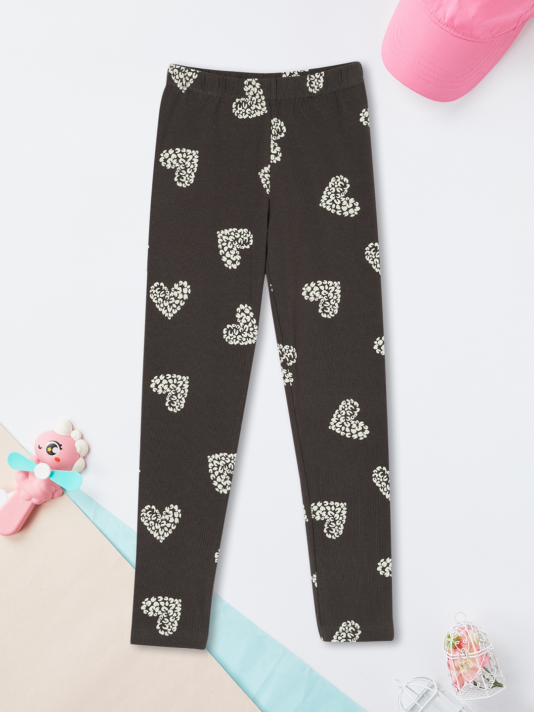 

max Girls Printed Mid-Rise Ankle-Length Casual Leggings, Grey