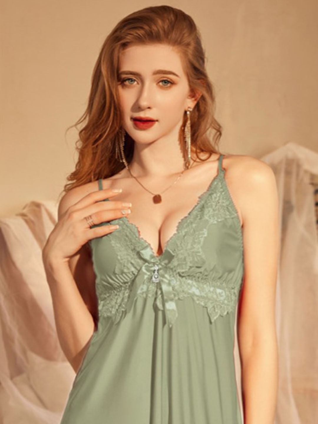 

StyleCast Shoulder Straps Baby Doll With Brief, Green