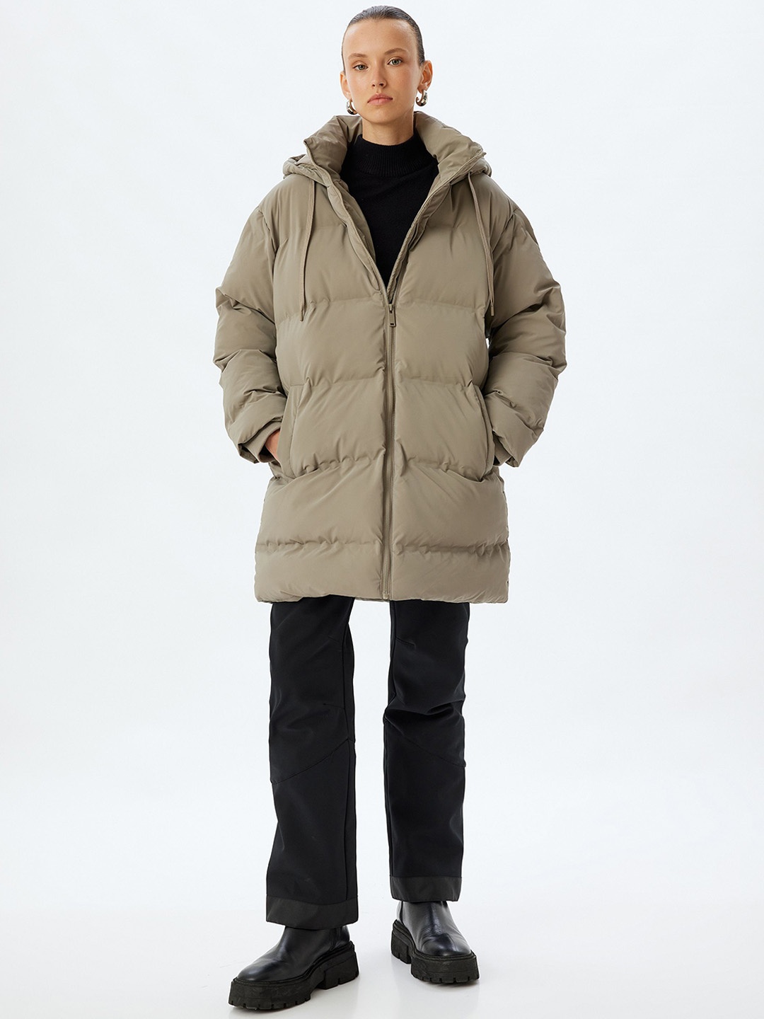 

Koton Single-Breasted Overcoat, Khaki