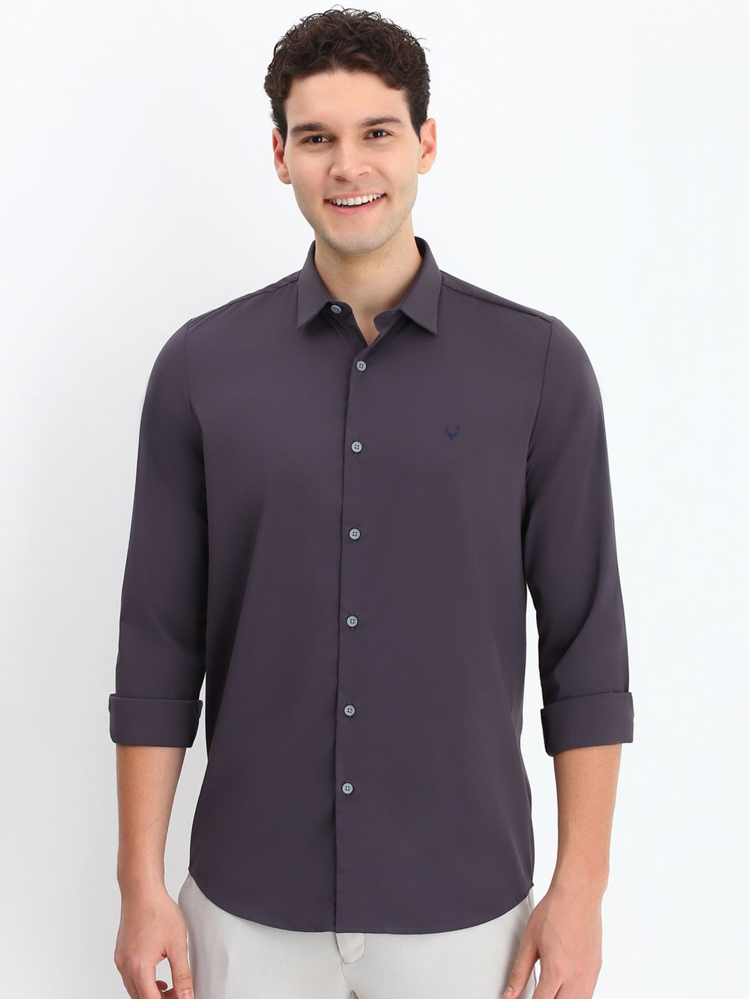 

Allen Solly Men Spread Collar Solid Slim Fit Casual Shirt, Purple