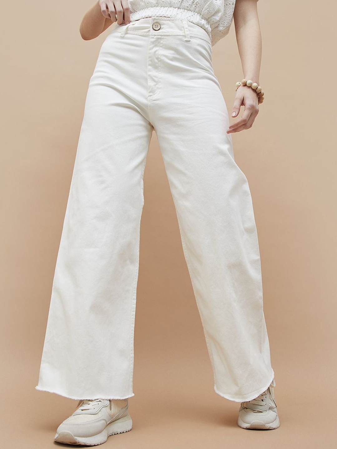 

Colour Me by Melange Women Trousers, White