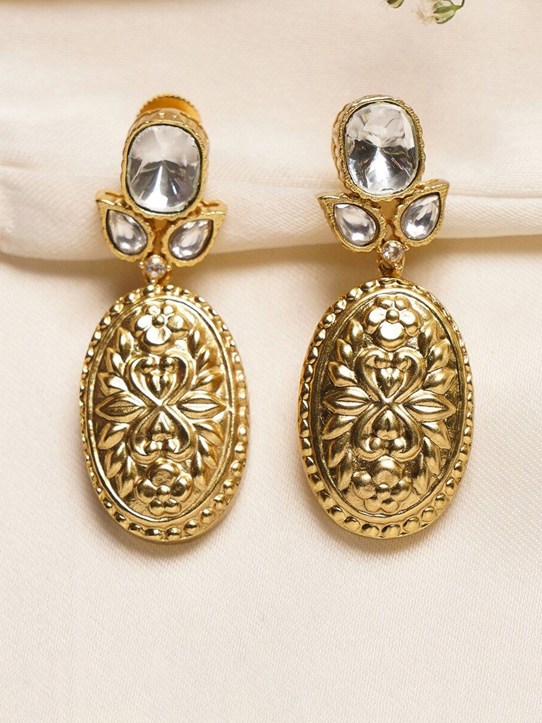

JAYPORE Gold-Plated Contemporary Drop Earrings